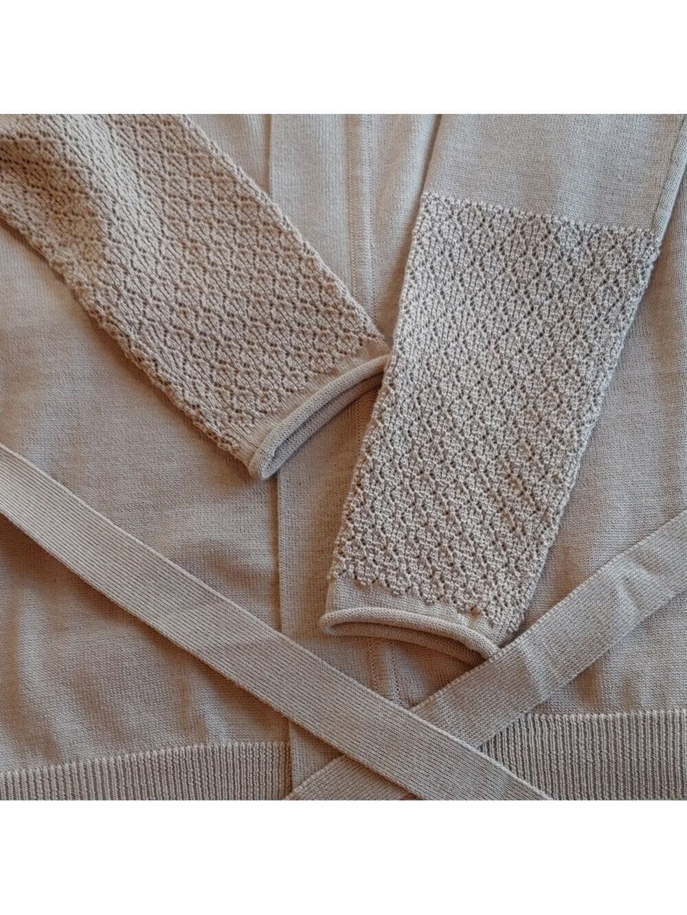 Calvin Klein Belted Wool Blend Wrap Cardigan Coat in Camel Tan Women's Large - Picture 15 of 16